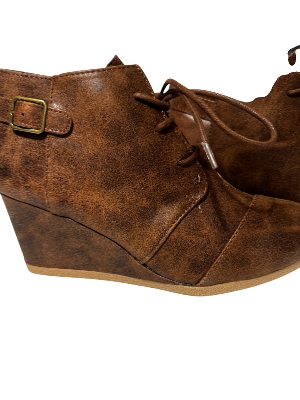 Maurices Brown Lace-Up Wedge Ankle Booties – NWT